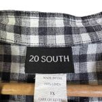 20 SOUTH Black White Gingham Check Linen Button Up Shirt Top Plus Size 1X Photo 3