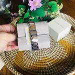 Michael Kors Silver Gold Two Tone Stainless Steel Watch Mother of Pearl Dial NWT Photo 3