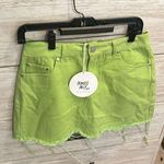 Princess Polly  Green Denim Mini Skirt US 8 AU 12 Frayed Hem High Rise NWT Photo 1