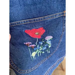 Blair Vintage‎ 90’s  Blue Denim Embroidered Floral Jean Shacket Top Plus Size XL Photo 2