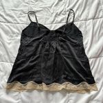 Lands' End Vintage Y2K Womens Large Brat Tank Top Cami Black Lace Fairy 100% Silk Babydoll Photo 5