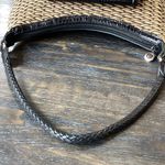 Brighton Edna Black Leather and Woven Raffia Straw Shoulder Bag Photo 7