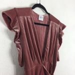 MISA Los Angeles  Carolina Pink Crushed Velvet Ruffle Wrap Maxi Dress Small Photo 6