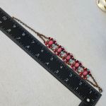 Vintage Copper Floral Chain Bracelet Red Photo 7