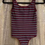 Yummie Maroon Black Ruby Striped Shaping Sleeveless Seamless Bodysuit, S/M Photo 0