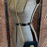 Vintage Black Suede Crossbody Purse Gold Chain Details Photo 0