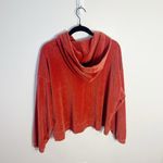 Aerie  Groove On Velour Hoodie Size Medium Cinnabar Orange Pullover Cozy Photo 2