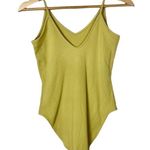 American Eagle  AEO Golden Yellow Ribbed V-Neck Bikini Bodysuit M Photo 1