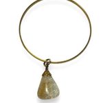 Womens Bangle Bracelet and Polished Citrine Stone Pendant Gold Fashion Jewelry Photo 0