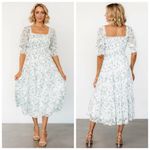 Baltic Born  Fabian Off White And Sage Floral Jacquard Midi Dress Photo 1