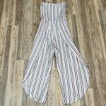 Drew Anthropology  Jumpsuit Strapless Striped Linen Split Tulip Leg Boho … Photo 15