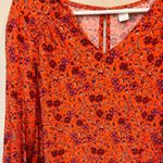 Old Navy  Boho Floral Mini Dress Orange Pink Long Sleeve Small Photo 2