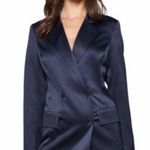 Sugar Lips Navy Blue Satin Blazer Dress Photo 0