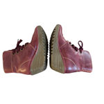 Fly London  BURGUNDY LACE‎ UP WEDGE BOOTS SZ. 7/37 Photo 6
