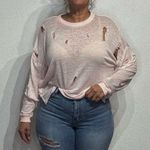 IRO  Jeans Pink Lyzza Distressed Oversized Long Sleeve Top Sz S Photo 0