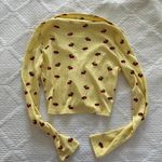 Riley & James  Polo Shirt Yellow Cherry Print Long Sleeve Size XS VGUC Photo 3