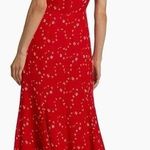 Reformation NWOT Talleen Red Floral Print Ruffle maxi cap sleeves Dress sz 4 Photo 1