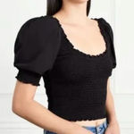 Hill House  Black Puff Sleeve Crop Top Photo 0