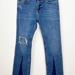 Free People Color Blocked Cropped Flare Jean Size 25 Distressed Photo 3