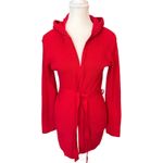 Charlotte Russe VTG Y2K 90s  RED Rib-Knit‎ Hooded Cardigan Belted Duster USA Sm Photo 1