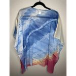 Chico's Poncho Top Womens Small Medium Blue Pink Sheer Chiffon V Neck Boho Flowy Photo 4