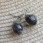 Black Bead Clear Faceted Silver  Earrings Photo 0