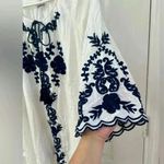 Chic Connection White And Blue Coastal Cowgirl Boho Mini Dress (Size M) Size M Photo 5