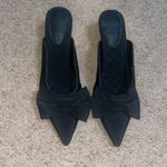 Aerosoles Juju Pointed Toe Mule Bow Gold Metallic Heel Black Fabric 11 Photo 2