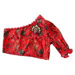 Farm Rio NWT One Shoulder Tropical Floral Red Cropped Top M Photo 7