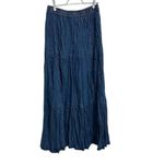 Vintage Crazy Cowgirl Tiered Maxi Skirt Concho Button Front Elastic Waist Sz Sm Blue Photo 1