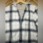 Eddie Bauer Women's Flannel Long Sleeve Hoodie Shirt, Grey, Size S Photo 2