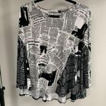 Ic by Conniek Black & White Trapeze Newspaper Blouse Size S Photo 0