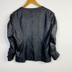 Clara Sunwoo Liquid Leather Ruched Detail Jacket Black Vegan Slim Fit Womens L Size L Photo 10