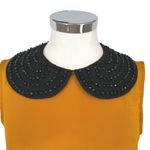 ASOS Beaded Collar Mustard Yellow Shift Dress Mini Mod Size 8 Photo 2