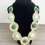 VINTAGE Green Crochet Woven Statement Necklace Photo 3