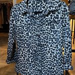 BCBGMAXAZRIA Grey Leopard Print Button Up Top Photo 0