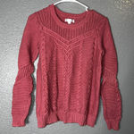 Down East Women’s Cable Knit Sweater Small Maroon Red Long Sleeve Pullover Photo 0