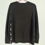 Haute Hippie 🦋 black tan fringe stripe wool sweater large Photo 5