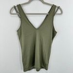 Topshop  Olive Green V-Neck Ribbed‎ Tank Top Double Strap Casual Womens NWT Photo 6