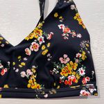 Aerie New Offline Floral Print Mesh Back Plunge Sports Bra Black Size Small Photo 7