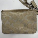 Coach Poppy Wristlet Wallet Signature C Tan Metallic Detail Trim Zippy With Fob Photo 8