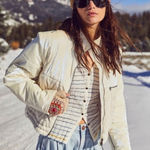 Free People  Puffer Jacket Knit With It Quilted Knitted Ivory XS $298 Ski Winter Photo 0