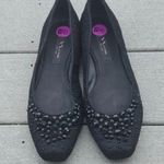  Yori Beaded Toe Pleated Tulle Flats | Nina Black Tulle Flats with Beads Photo 0