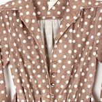Vintage Brown & White Polka Dot Long Sleeves Belted Elastic Waist Maxi Dress Size 10 Photo 6