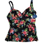 Lands' End Tankini Top 6P Floral Print Padded Underwire Adjustable Straps NWT Photo 1