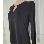 Michael Kors  Black Blouse Sz S Gold Tone Logo Hardware NWT Keyhole Neck Photo 4