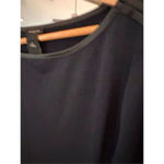 Ann Taylor  Faux Leather Trim Shirt Size Medium‎ Blue/Black Photo 3