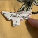 Pink Rose S Small Women’s Yellow Floral Button Down Short Sleeve Shirt Casual Photo 2
