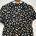 ZARA Black & White Daisy Print Short Sleeve Baby Doll a Button Front Dress Sz XS Photo 1