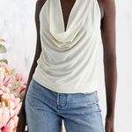 EXPRESS White Sleeveless Draped Tank Top Photo 0